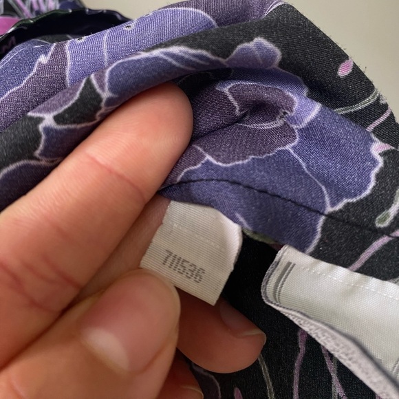 Portmans Black & Purple Butterfly Sleeves Shirring Bust Tank Size 10 - Picture 10 of 13